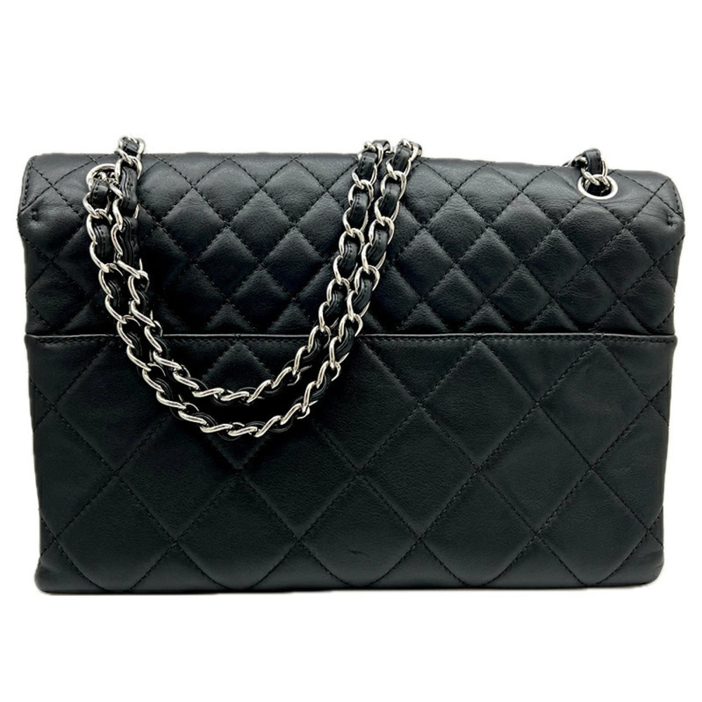 Chanel Flap Matelasse Deauville Black Single Double Leather Bag Chain